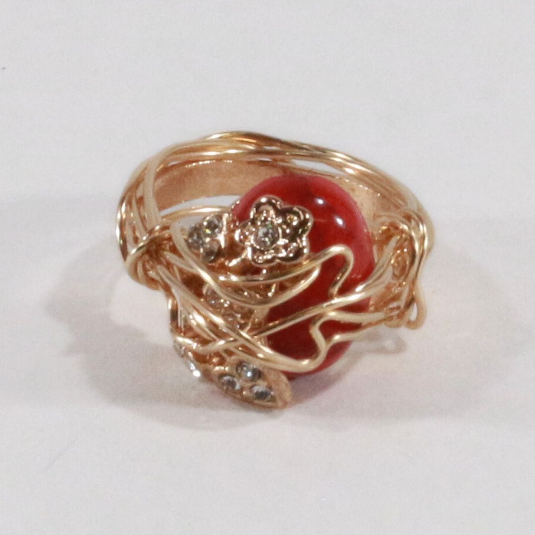 Red 1980's Blingy  - Vintage Cocktail Ring