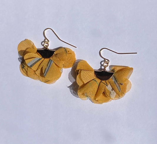 Mustard Floral Fan Earrings