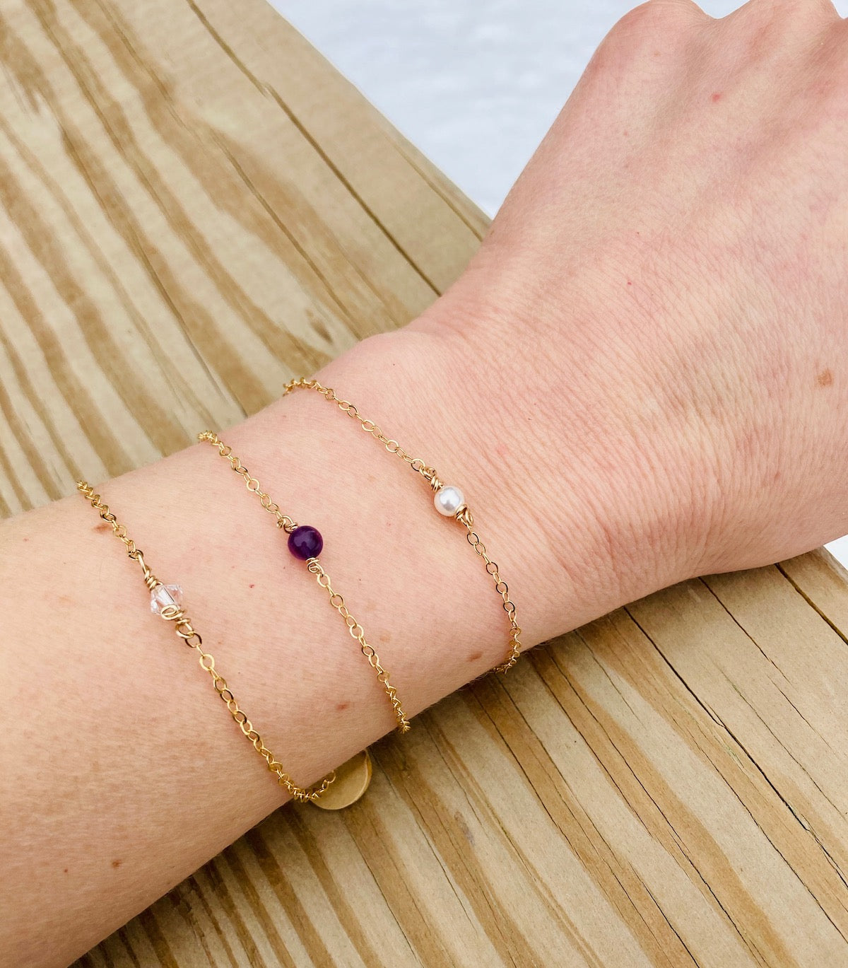 Birthstone layering bracelet